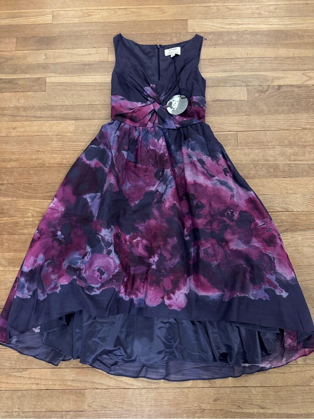NWT Lela Rose for Neiman Marcus Women's Purple Floral High-Low Dress Size 2
 b2